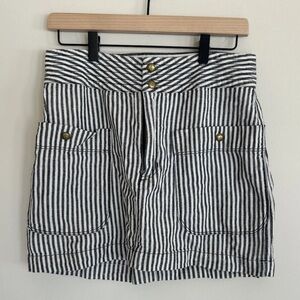 Silence + Noise Nautical Stripe High Rise Button Mini Skirt Size 8